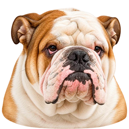 An English Bulldog, the shape of a Face of the Breed champion